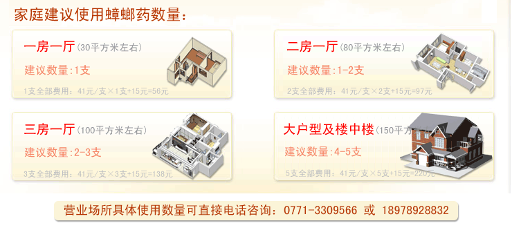 家庭建议使用蟑螂药数量